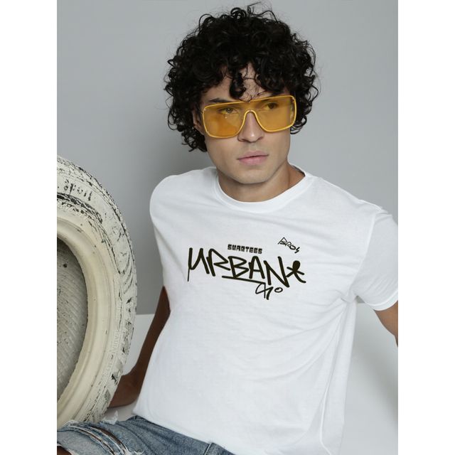 Smartees Men's Printed T-shirt | Style No 36 | White - M