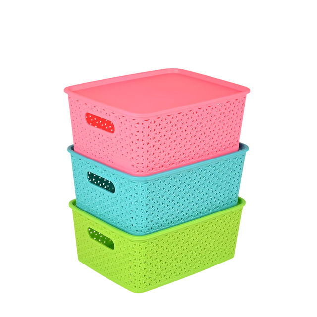 Kuber Industries 3 Pcs Stackable Storage Box Set | Multi-Purpose Organizer for Baby - Multicolor