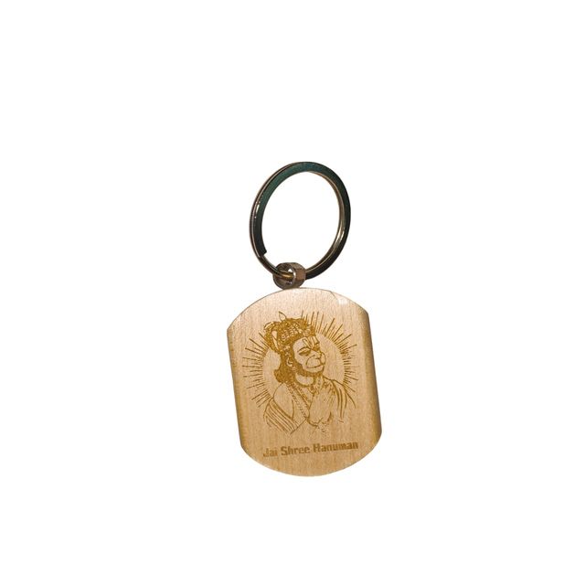 Samsidhi Pooja Jai Shree Hanuman Wooden Keychain