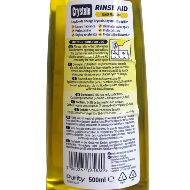 Crystale-International Dishwasher Rinse Aid Lemon Fresh