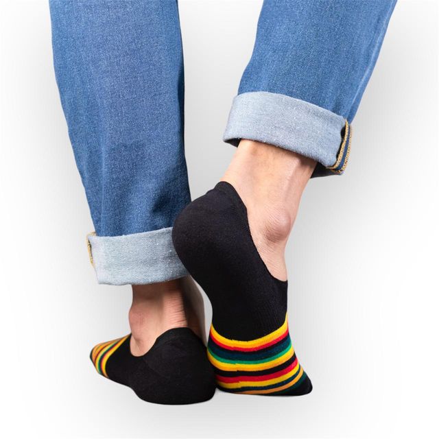 Socksoho Men's Striped Cotton No Show Socks | Multicolour - Free Size