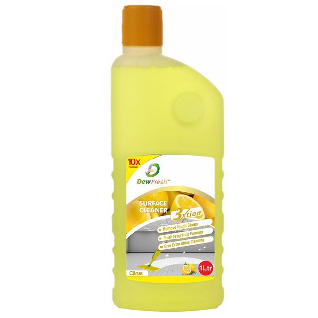 Dew Fresh Toilet Cleaner 1L + Citrus Surface & Floor Cleaner 1L (Combo Pack)(2l) & Gebi Sparkle Plus A Star Double Hockey Toilet Brush (Assorted)(1pc) Combo