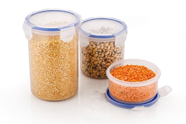Clazkit Round Container Plastic Airtight Storage container Set of 3 (300ml - 600ml - 1000ml)