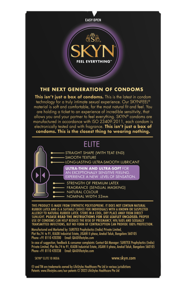 SKYN Elite Ultra Thin Condoms for Men - Latex Free