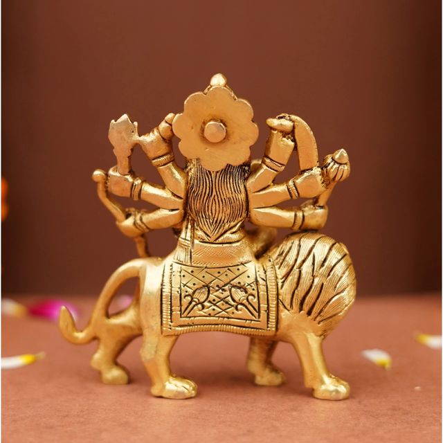 Servdharm Sherawali Mata Brass Statue | 4 Inch