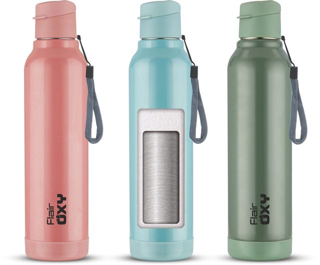 Flair Oxy Stainless Steel Inner Insulated Water Bottle 900Ml Pink