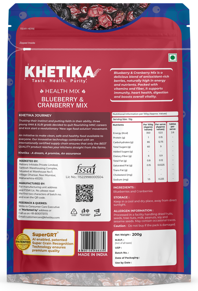 Khetika Premium Cranberry and Blueberry mix