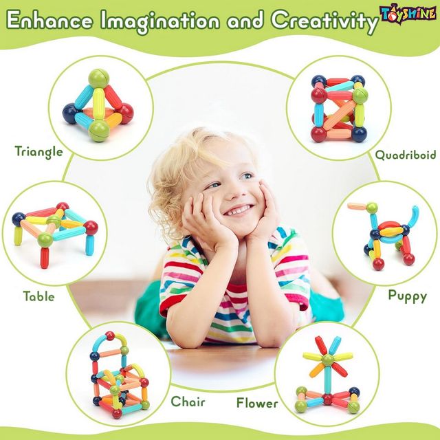 Toyshine 64 Pc Magnetic Roundels Stem Kit for Kids | Creative Educational Toy for Ages 3+