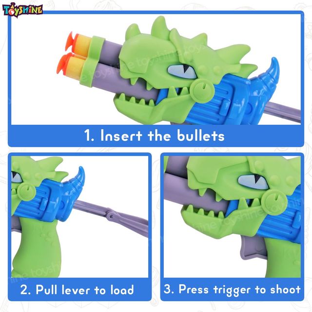Toyshine Easy To Shoot Foam Bullet Dino Blaster Gun - Assorted | Toy Gun