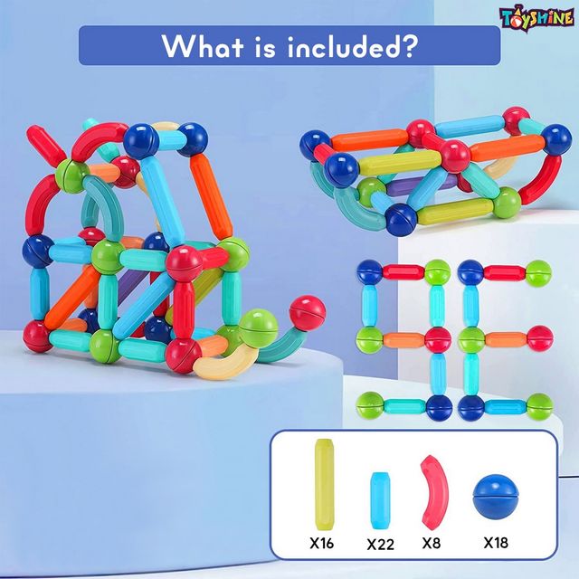 Toyshine 64 Pc Magnetic Roundels Stem Kit for Kids | Creative Educational Toy for Ages 3+