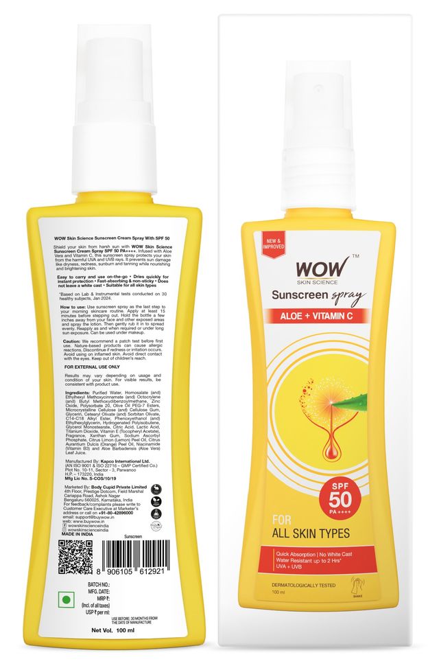 WOW Skin Science UV Water Transparent Sunscreen Spray SPF 50