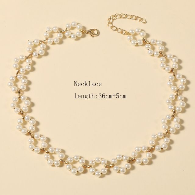 Shining Diva Fashion Stylish Pearl Chain Pendant Choker Necklace