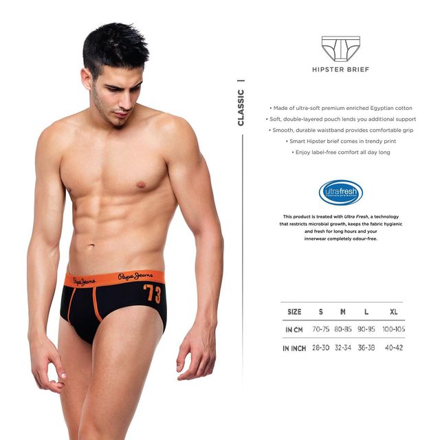 Pepe Jeans Men's Solid Charcoal Melange Brief | S