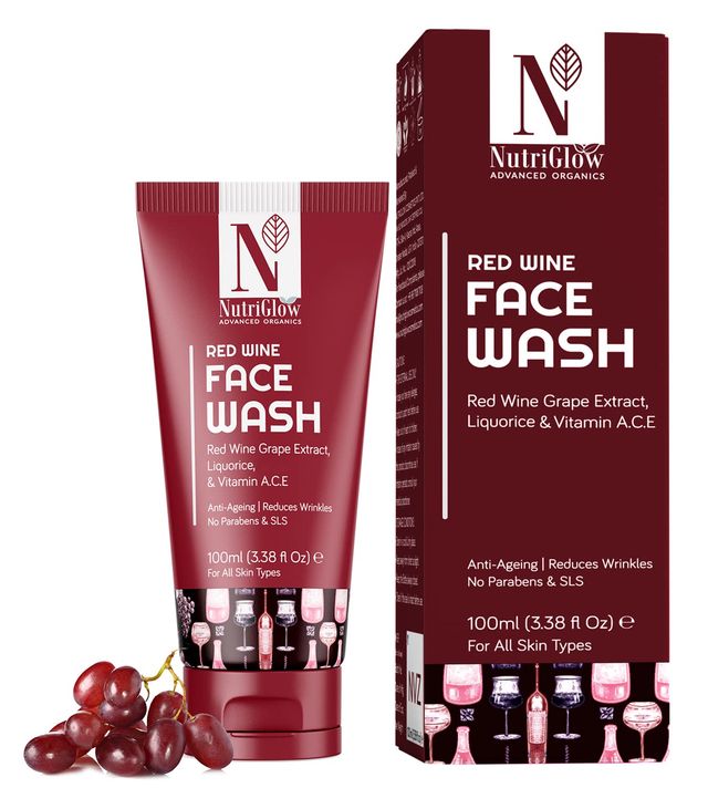 NutriGlow Advanced Organics Red Wine Face Wash | Reduces Wrinkles | All Skin Types