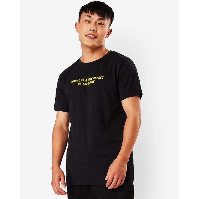 Bewakoof Official Minions Men's Minions Weird Is A Side Effect Typography T-shirt | Black - S