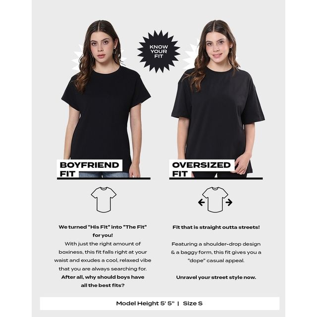 Bewakoof Women's Don't Invade Graphic Printed Oversized T-shirt | White - XL