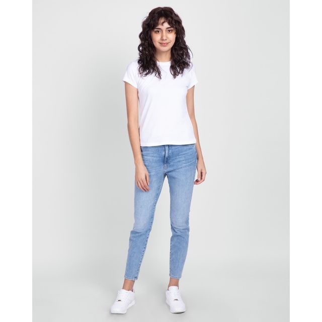 Bewakoof Women's Slim Fit T-shirt | White - S