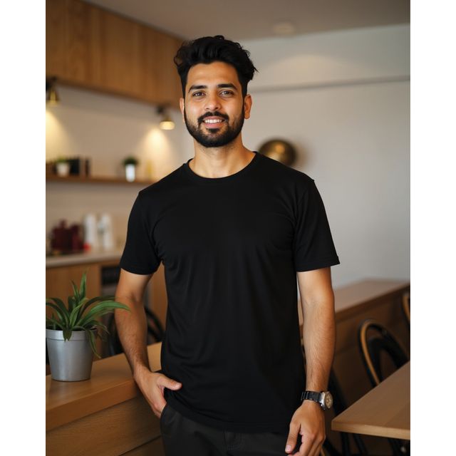 Mad Over Print Men's Solid black T-shirt | Black - XL