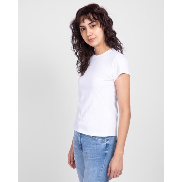 Bewakoof Women's Slim Fit T-shirt | White - S