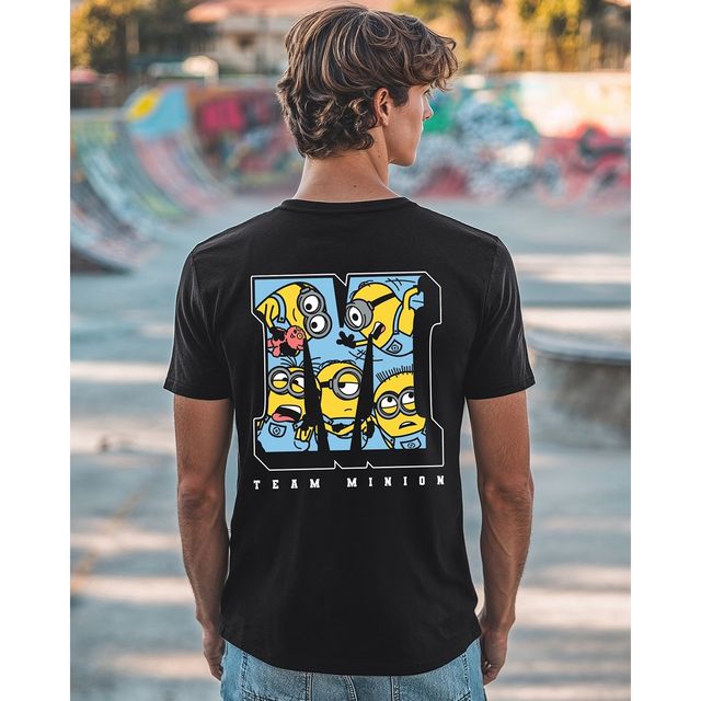 Bewakoof Official Minions Men's Minions Weird Is A Side Effect Typography T-shirt | Black - S