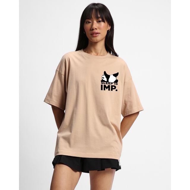 Bewakoof Women's Time To Get Shit Done Graphic Printed Oversized T-shirt | Brown | S