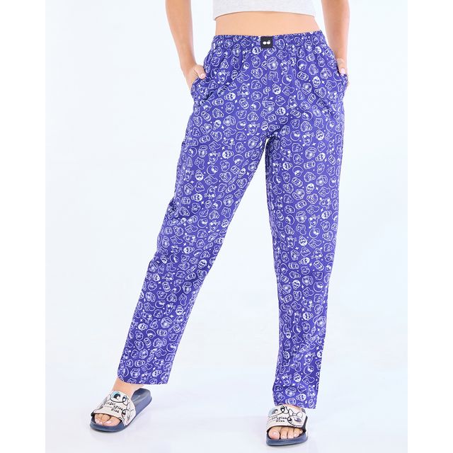 Bewakoof Official Scooby Doo Merchandise Women's Blue All Over Printed Pyjamas | L