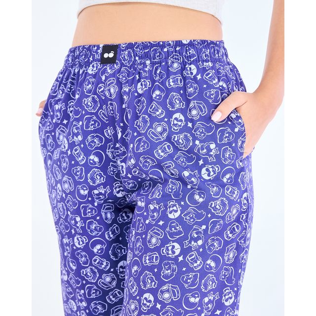 Bewakoof Official Scooby Doo Merchandise Women's Blue All Over Printed Pyjamas | L