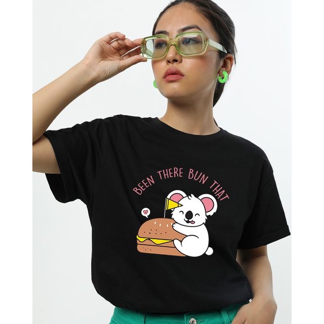 Bewakoof Women's Been There Graphic Printed Boyfriend T-shirt | Black - L