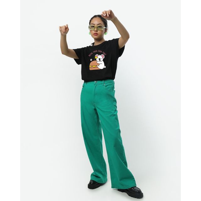 Bewakoof Women's Been There Graphic Printed Boyfriend T-shirt | Black - L