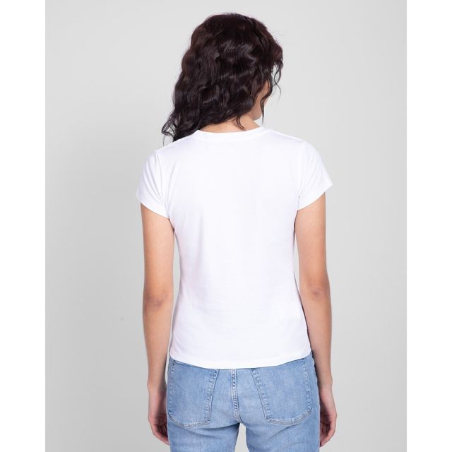 Bewakoof Women's Slim Fit T-shirt | White - S
