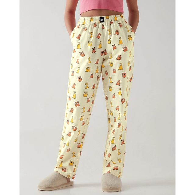 Bewakoof Women's All Over Printed Pyjamas | Yellow - XL