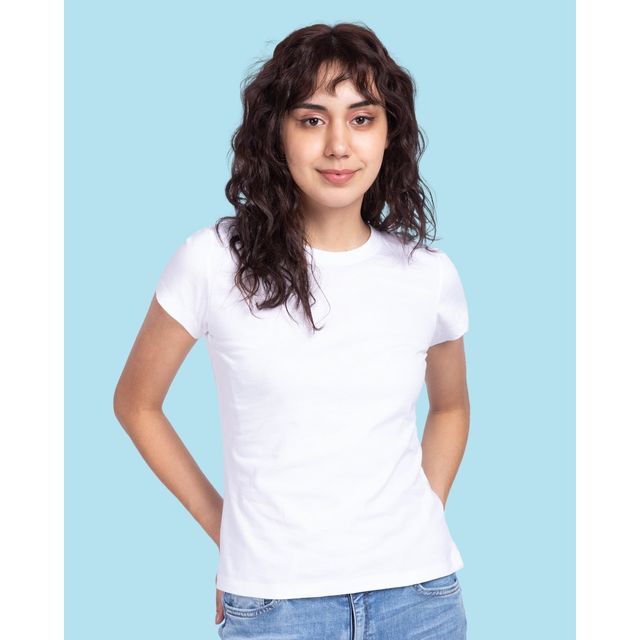 Bewakoof Women's Slim Fit T-shirt | White - S