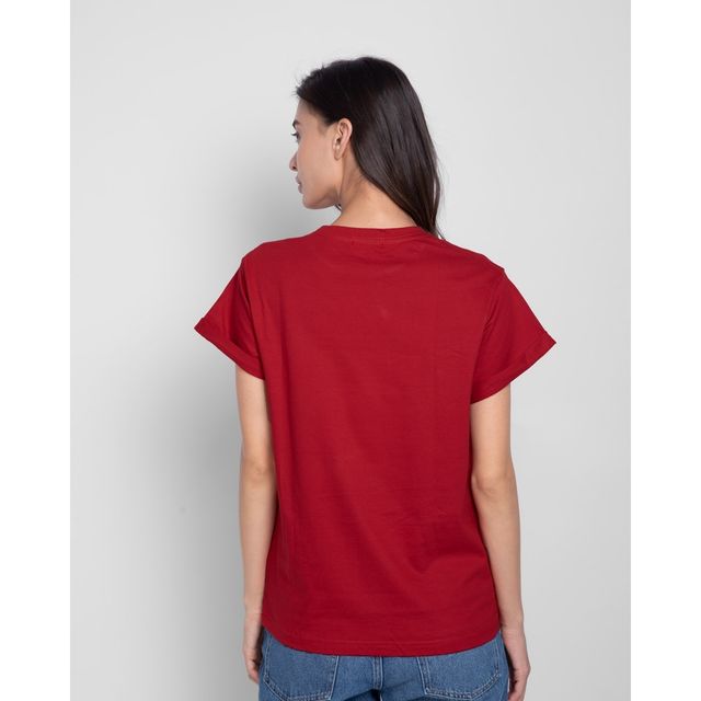 Bewakoof Women's Inner Peace Graphic Printed Boyfriend T-shirt | Red - XL