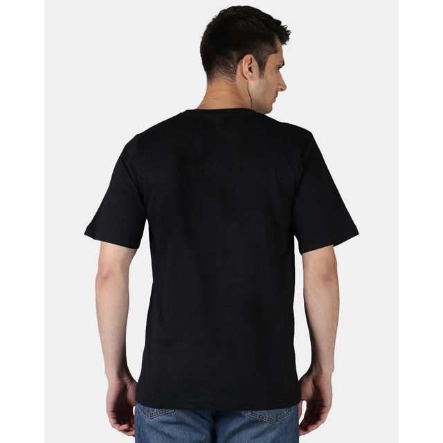Mad Over Print Men's Solid black T-shirt | Black - XL
