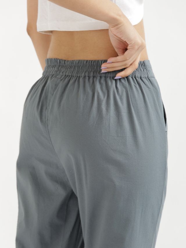 Saadaa Women's Cotton Regular Slim Fit Trouser | Cement Grey - M