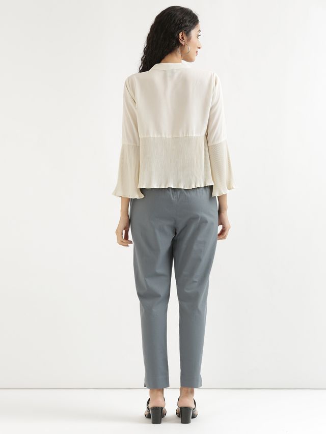 Saadaa Women's Cotton Regular Slim Fit Trouser | Cement Grey - M