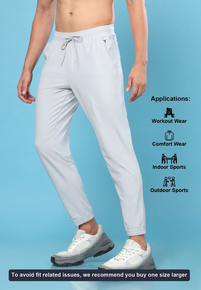 Technosport Men Poly Solid Relaxed Fit Sports Joggers with ELASTO PLUS | Lunar Grey | XL