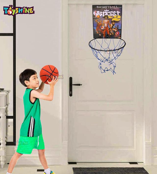 Toyshine Indoor And Wall Mountable Basketball Hoop And Nylon Net With No.5 Basketball