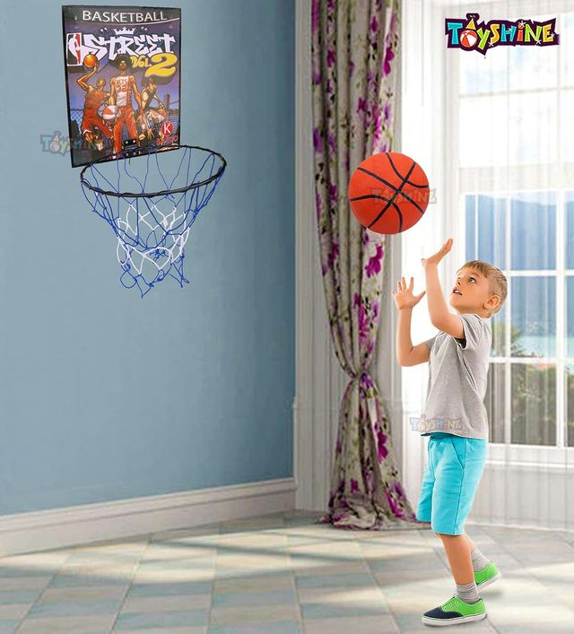 Toyshine Indoor And Wall Mountable Basketball Hoop And Nylon Net With No.5 Basketball