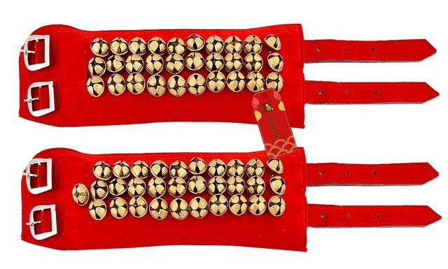 Uapan Brass Ghungroo Velvet Pad With Strip 3 Line Pair, 30+31