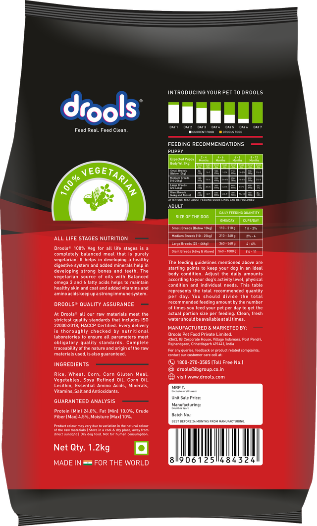 Drools All Lifestages 100% VEG Dry Dog FOOD