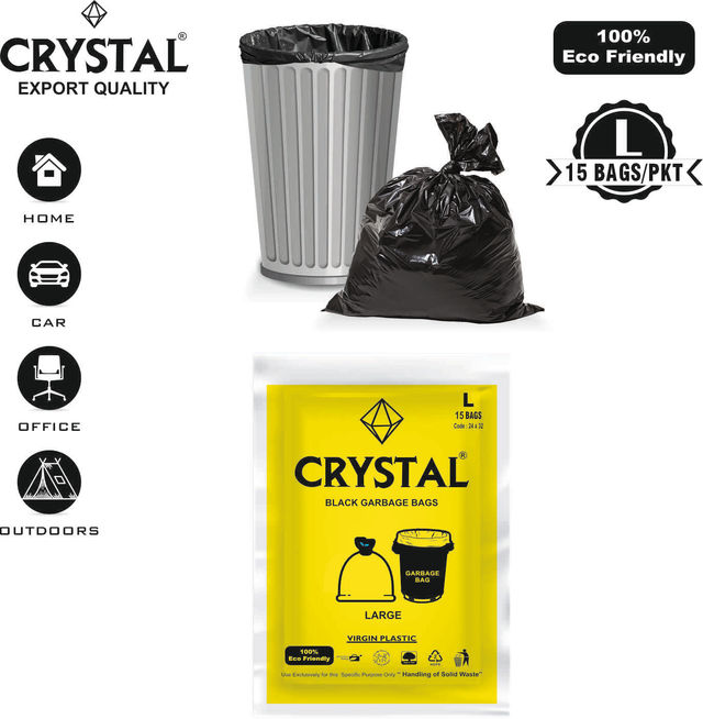 Crystal Large Black Garbage Bag Pouch 24X32