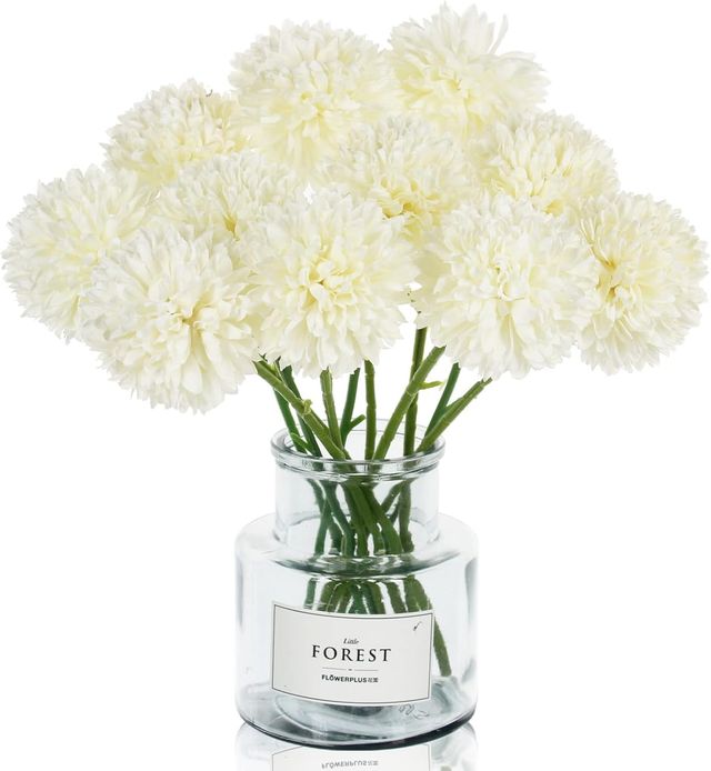 Tied Ribbons Set Of 6 Artificial Ball Flowers Bunches Without Vase