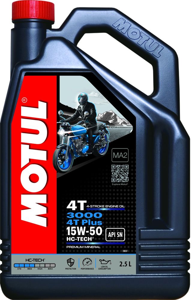 Motul 3000 4T Plus 15W50 API SM HC Tech Engine Oil for Royal Enfield Bullets | 2.5L