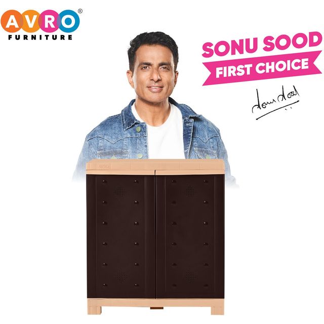 Avro Furniture Star Plastic Multipurpose Almirah Shoe Rack Brown & Beige
