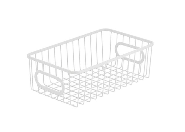 Go Hooked Multipurpose 10 Inch Metal Storage Organizer Basket - White