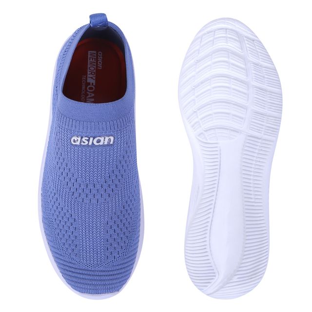 Asian Men s Wind-04 Slateblue Laceless Shoes | UK-6