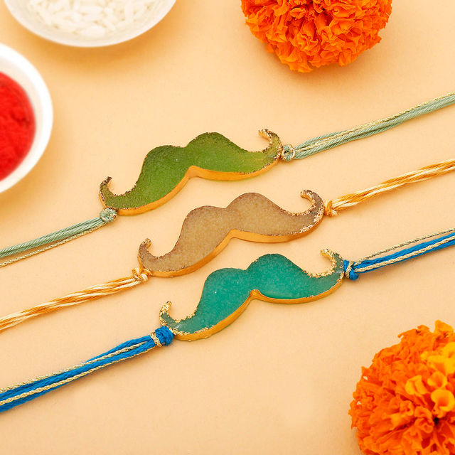 IGP Moustache Shaped Rakhi | Set of 3 - Fun and Trendy