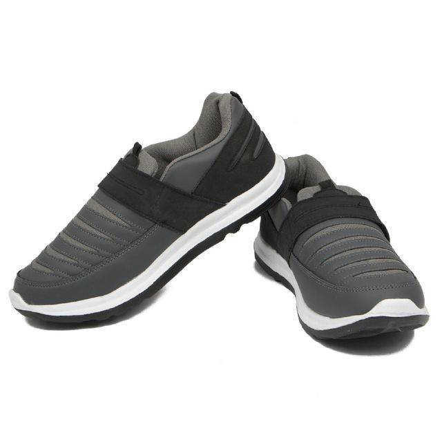 Asian Men s Superfit Black Grey Velcro Shoes | UK-11