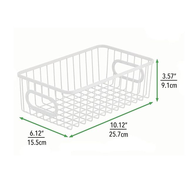 Go Hooked Multipurpose 10 Inch Metal Storage Organizer Basket - White